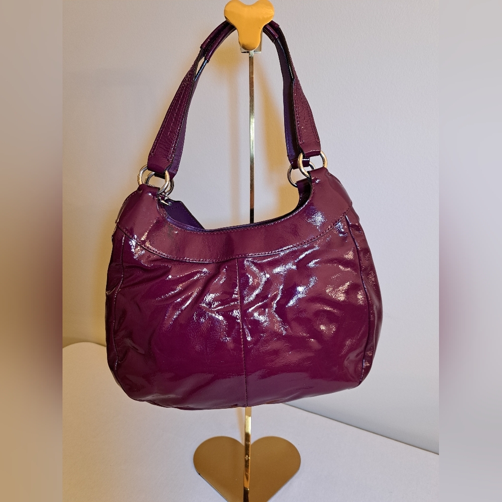 COACH SOHO Patent Leather Hobo In Plum W/Silver Hardware, Y2K - Picture 16 of 16